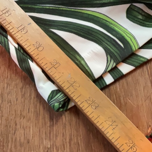 Elaine Rose Pants Palm Leaf Palazzo Loose Fit Wide Leg Green White Print size L - Picture 11 of 11